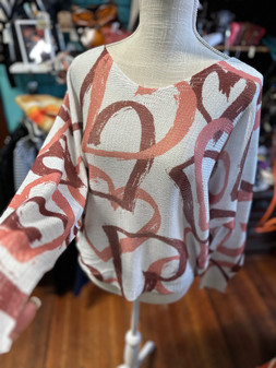 Sweater Lightweight One Size Brown Hearts