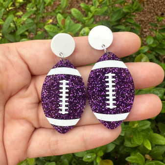 Football Purple Glitter Stud Minnesota Vikings Earrings