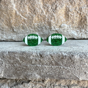 Green Bay Packers Football Green Glitter Stud Earrings