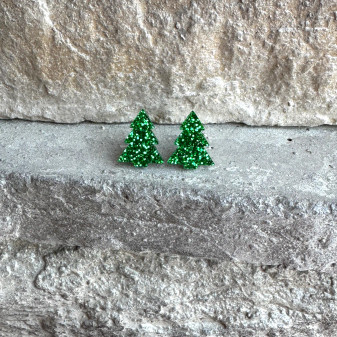 Christmas Tree Glitter Red Stud Earrings Christmas Tree Glitter Red Stud Earrings