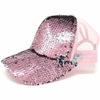 Baseball Trucker Cap Sequins Pink Turquoise Teal