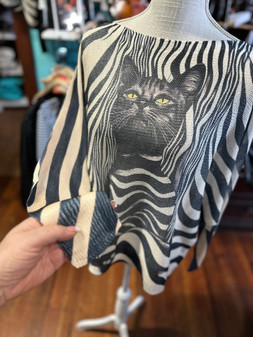 Top Black Cat Zebra One Size Made In Italy