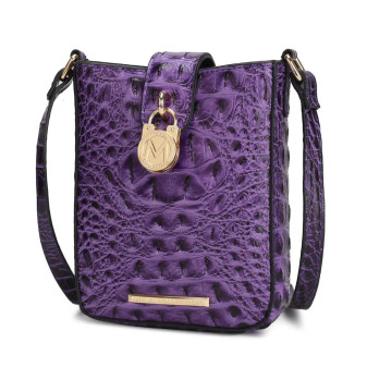 Purse Crossbody Embossed Crocodile Alligator Purple