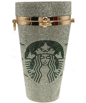 Purse Rhinestone Silver Gold Starbucks