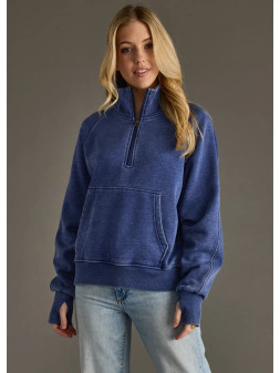 Sweatshirt by Panache 1/4 Zip Kangaroo Pocket Navy