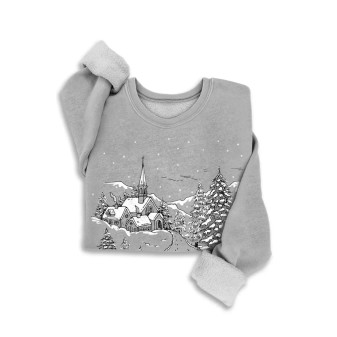 Sweatshirt Christmas Winter All Is Calm All Is Bright Mineral Washed Grey