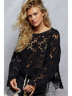 Top Crocheted Boxy Black 