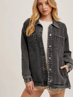 Denim Jean Jacket 4 Pockets Black
