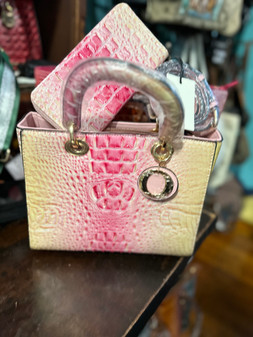 Purse Satchel Shoulder Embossed Crocodile 2 Piece Wallet Detachable Strap