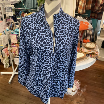 LuLu B Pullover 1/4 Zip SPF50 Coolant-like Fabric Blue Safari