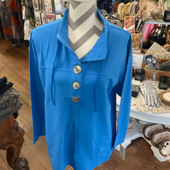 LuLu B Tunic Top 5 Button Blue