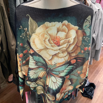 Top One Size Teal Butterfly Made In Italy