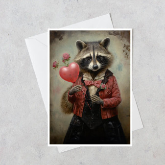 Valentines Galentines Raccoon Heart Greeting Card Blank Inside