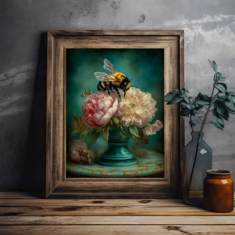 Bees On Flowers Art Print 