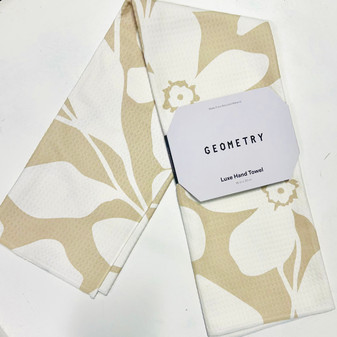 Geometry Kitchen Dish Hand Towel Quick Dry Microfiber Big Tan Flowers