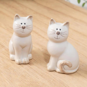 Ceramic Cat Figurine Front View