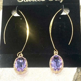 Crystal Drop Earrings Purple