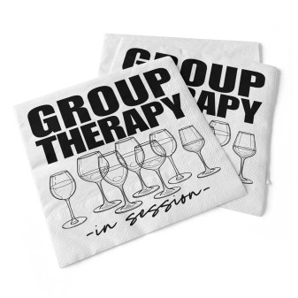 Funny Napkins Group Therapy Wine Glasses 20 Pack