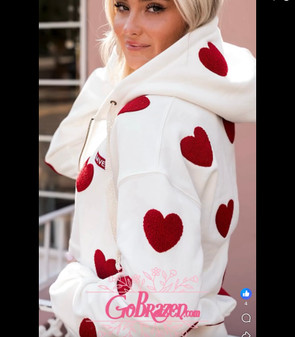 Ampersand Sweatshirt Valentines Hooded Hearts White