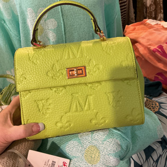 Purse Satchel Crossbody Removable Strap Lime