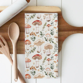 Porter Lane Mushrooms Kitchen Dish Hand Towel Natural 