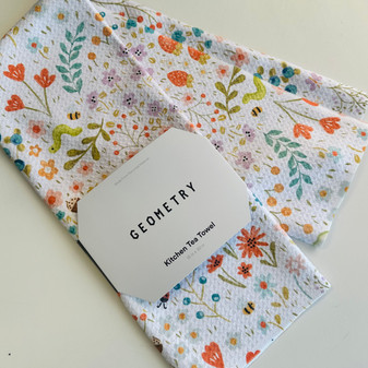 Geometry Kitchen Hand Dish Towel Microfiber Spring Lady Bugs Strawberries Bees Floral