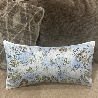 Southern Cotton Mill Pillow Lumbar Blue Hydrangeas USA Made