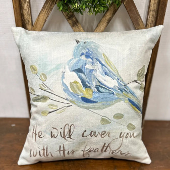 Arriving End Feb Southern Cotton Mill Pillow Blue Bird Jesus Easter He Will Cover You With His  Feathers