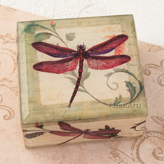 Keepsake Box Glass Dragonfly Velvet Lined Green Cream Red ARRIVING SOON