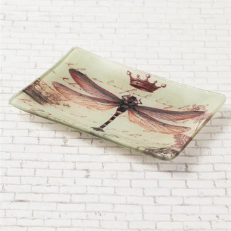 Glass Dragonfly Vintage Tray ARRIVING SOON