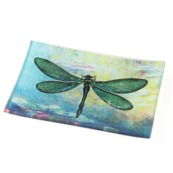 Glass Green Dragonfly Tray Dish ARRIVING SOON