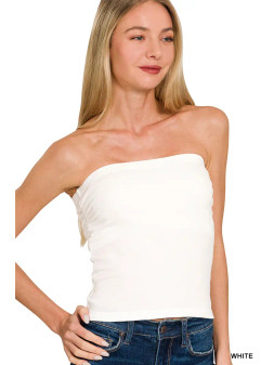 Tube Top Built In Bra White