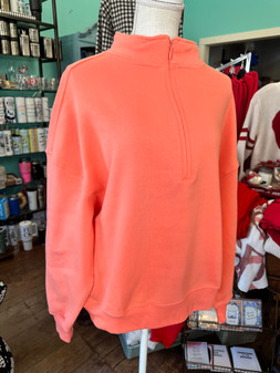 Plus size 1/4 Zip Pullover Sweatshirt Coral