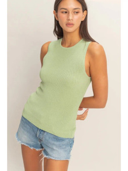 Tank Top Ribbed Sage Green