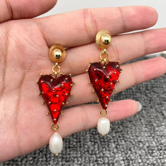 Valentines Galentines Heart Earrings