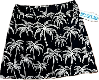 LuLu B Beachtime Skort Two Pocket & 1 Phone Pocket Black Palm Tree