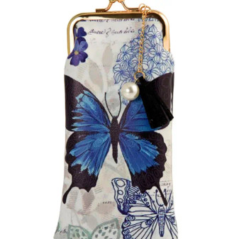 Blue Butterfly Snap Closure Accessory Case