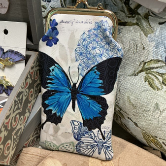 Blue Butterfly Snap Closure Accessory Case