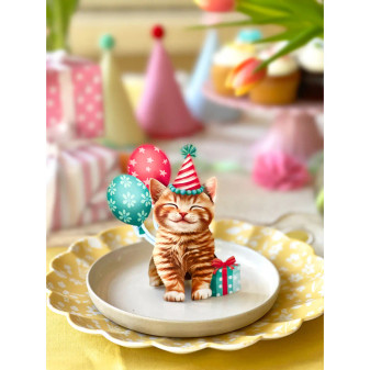 FreshCut  Mini Kitten Cat Birthday Pop Up 3D Greeting Card