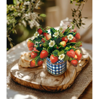 FreshCut Mini Pop Up 3D Strawberries Greeting card