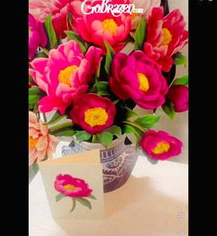 FreshCut Mini Pop Up 3D Peonies Greeting Card