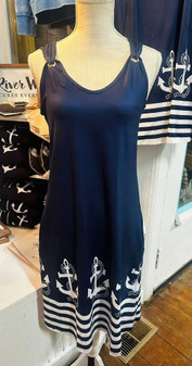 Anchor Nautical Navy Dress With Pockets