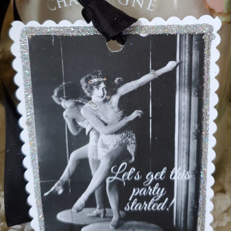 Gift Tag Vintage Glitter Lets Get This Party Started USA Made