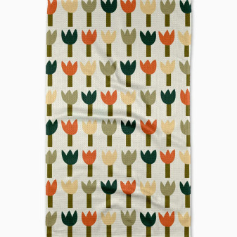 Geometry Kitchen Hand Dish Microfiber Towel Country Tulips 