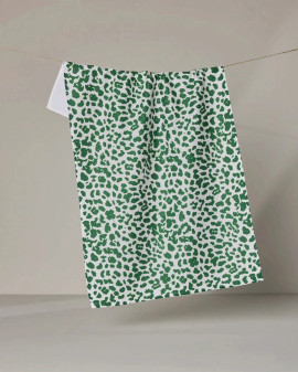 Geometry Kitchen Hand Dish Microfiber Towel Green Leopard Print