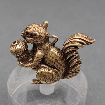 Brass Squirrel With Acorn Figurine