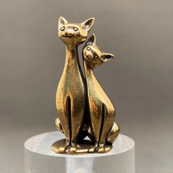 Brass Mid Century Modern Cats Figurine 