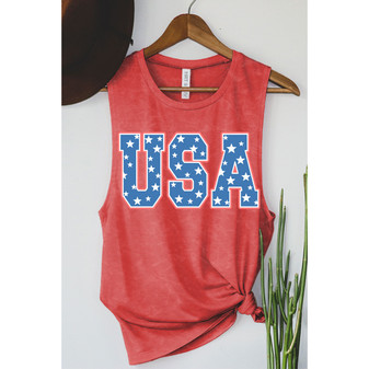 HrtandLuv USA Mineral Washed Tank Top Red America 250th Anniversary July 4th