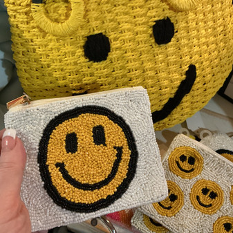 Smiley Face Coin Purse Lined Zipper Closure
