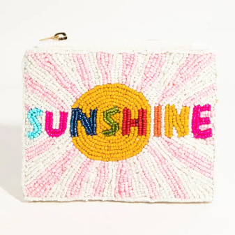 Sunshine Rays Beaded Coin Purse Lined Zipper Closure